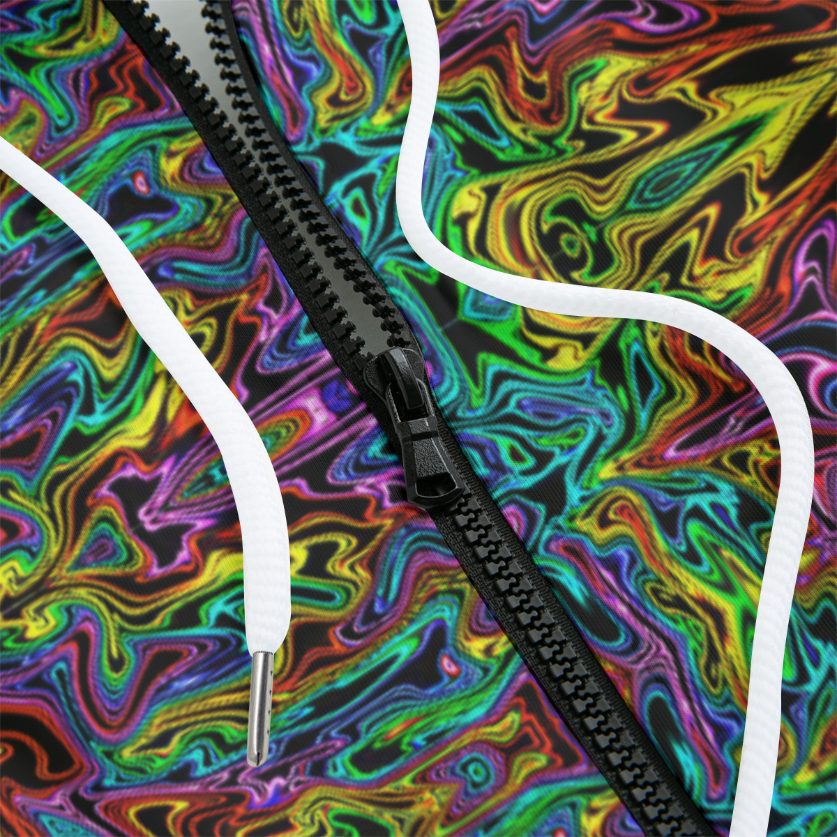 Hoodie printed with a liquid melted-colour gradient design
